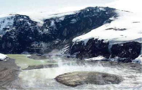 Hot water surrounded by ice